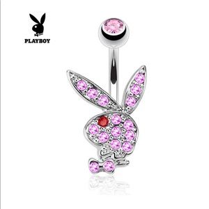 Pink Playboy Bunny Surgical Steel Belly Ring